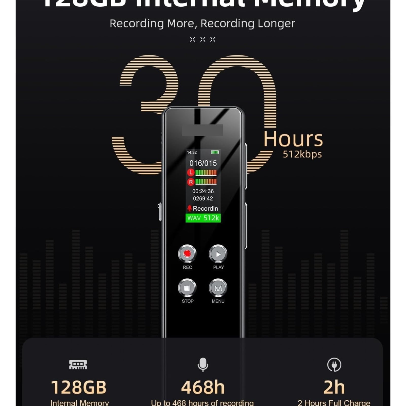 Digital Voice Recorder for Lectures Meetings Voice Activated Recording Device Recorder ,Excellent Sound Quality