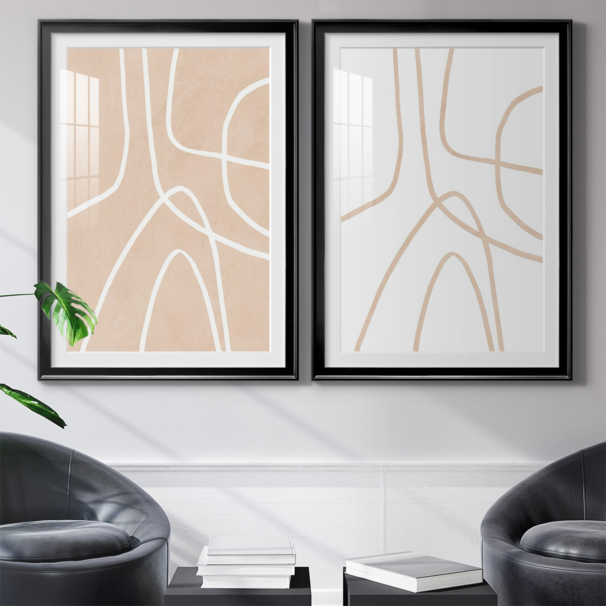 Wexford Home Clean Contour I Premium Framed Print, 30.5" x 42.5" - Ready to Hang, Black (Set of 2)