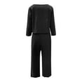 thumbnail image 4 of UAMVSH Women 2 Piece Outfits Cotton Linen Loungewear Sets Lightweight Long Sleeve Tops Matching Palazzo Wide Leg Pants Beach Vacation Clothes(X-Large,Black), 4 of 5