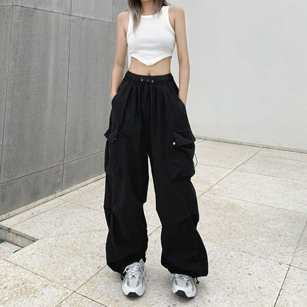 Pantalones Cargo de pierna ancha para mujer, ropa de calle informal, Harajuku, Vintage, holgado, recto, Y2k