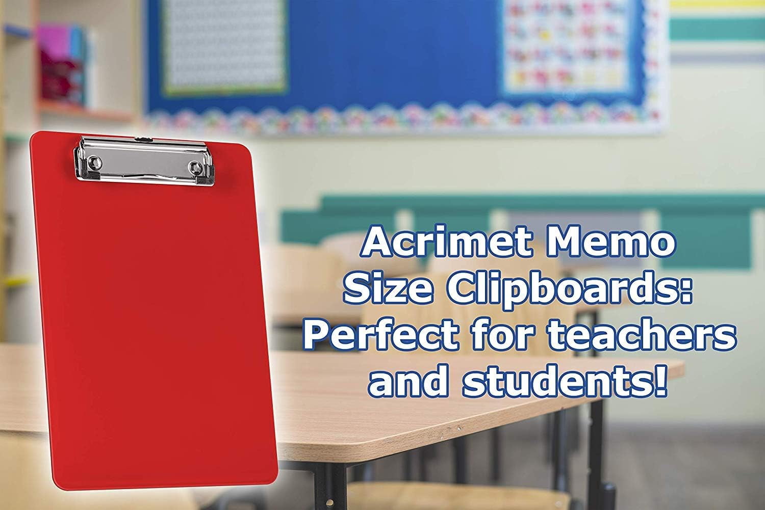 Acrimet Clipboard Memo Size A5 (9 1/4” x 6 5/16”) Low Profile Clip (Plastic) (Solid Red Color) (6 Pack)