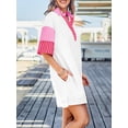 thumbnail image 3 of Vestido Wenrine polo con cuello en V para mujer, casual, verano, blanco, 3 of 6