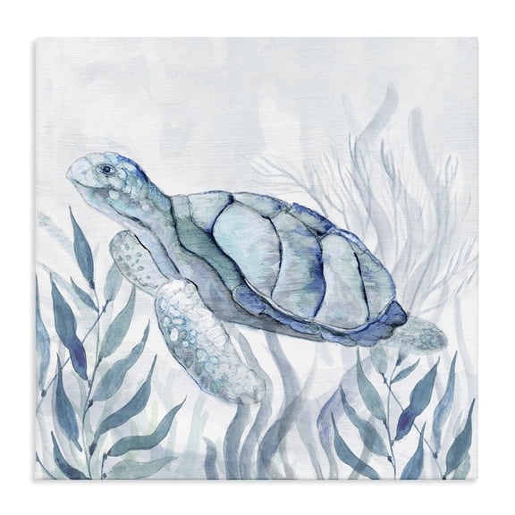 Stupell Industries Contemporary Sea Turtle with Subtle Smile Canvas Art, 17 x 17, by Janet Tava