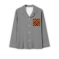thumbnail image 4 of VBTAPA Womens Pajama Sets 2025 Halloween Print Long Sleeve Button Down Shirt and Plaid Pants 2 Piece Pjs Lounge Set Holiday Sleepwear Gray XL, 4 of 5