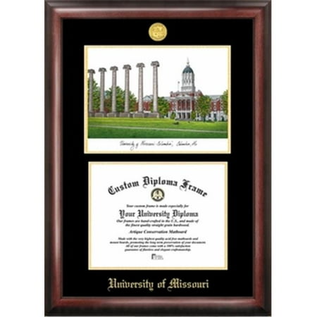 Missouri Frame - Campus Images MO999LGED University of Missouri Gold embossed diploma frame with Campus Images lithograph