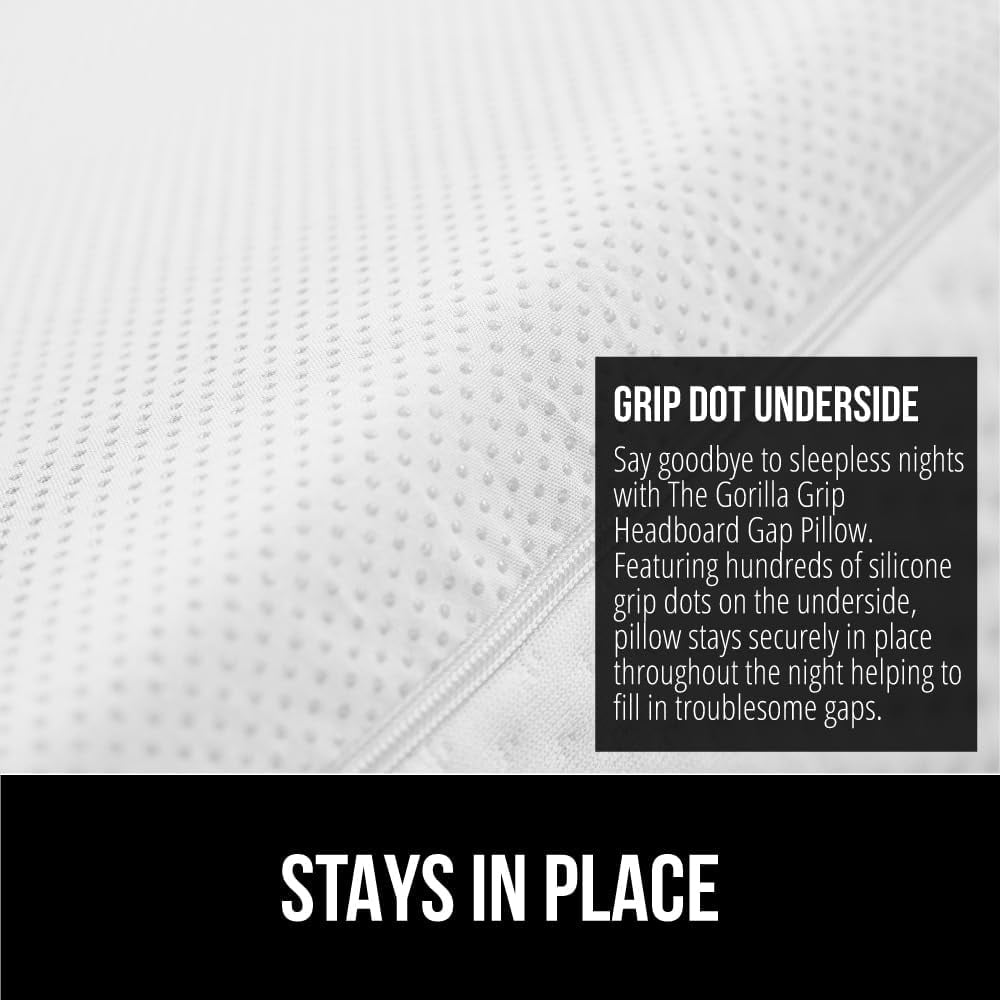 High Density Foam Bed Wedge Pillow for Headboard Gap, Mattress Gap Filler with Gripping Dots for Support, King Size White