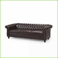 thumbnail image 4 of 3-Seater American Chesterfield Sofa – Low Profile for Small Living Rooms with Button Tufting | Brown | PU | Rolled Arms, 4 of 11