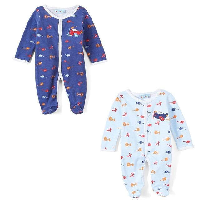 DDI 2330485 Preemie Baby Sleep N Play Pajamas Airplane, Blue & Navy