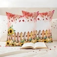 thumbnail image 3 of Pink Pumpkin Sunflowers Fall Outdoor Waterproof Pillow Covers, Thanksgiving Fence Eucalyptus Decorative Square Throw Pillowcase Sofa Cushion Sham for Patio/Couch/Chair, 20"x20" 2 Pack, 3 of 8