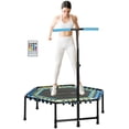 thumbnail image 2 of Soozier 45" Mini Trampoline, Rebounder Trampoline for Adults with LED Lights and Adjustable Handle, Quiet Bungee Rebounder, Blue, 2 of 9