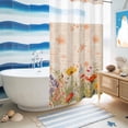 thumbnail image 3 of No Hook Shower Curtain with Built-in Rings - Patriotic Memorial Day Washable Waterproof Fabric Bathroom Curtains for Hotel,Rentals, Stall 36 X 78 Inch , Vintage Red Poppies Summer Flowers, 3 of 6