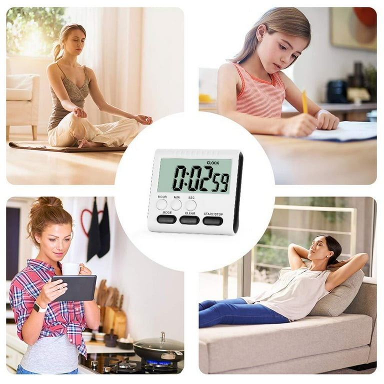 Toorise Kitchen Timers Magnetic Countdown Large LCD Display Digital Timer 3 in 1 Clock & Alarm Cooking Timer 24-hours Digital Timer Retractable Stand