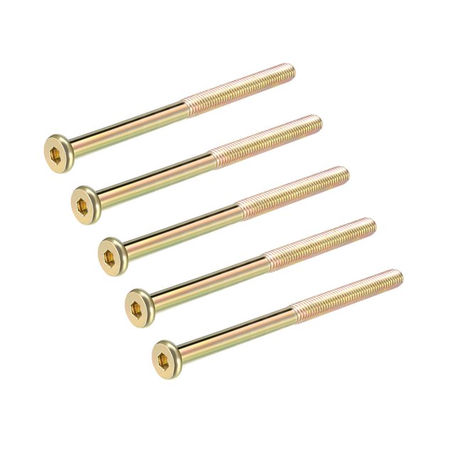 Tornillos de máquina con socket hexagonal Unique Bargains de acero al carbono, tornillo de muebles con socket hexagonal, galvanizado, rosca media M8x4.33" 5Pcs