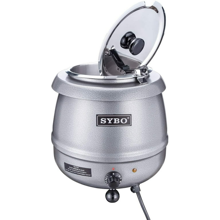 Sybo 10.5 Quart Electric Soup Warmer Commercial Crock Pot with Hinged Lid Silver Walmart