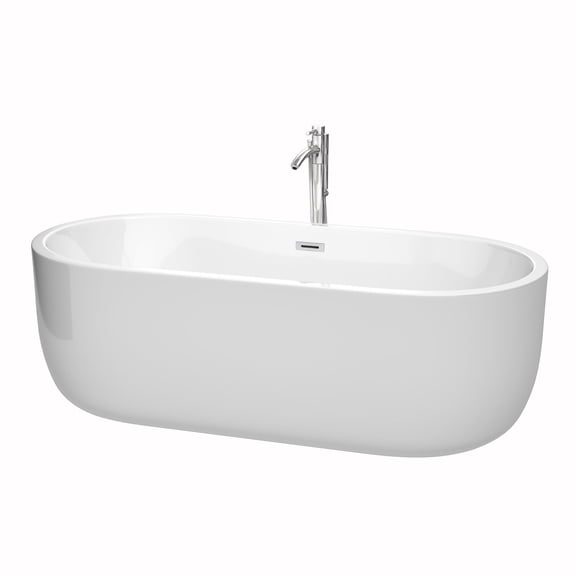 Wyndham Collection  Juliette 71-inch White Freestanding Soaking Bathtub