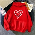 thumbnail image 2 of YUGYXL Drawstring Heart Print Sweatshirts for Women Comfy Long Sleeve Hoodies with Pockets Outdoor Hooded Blouses Red S, 2 of 3