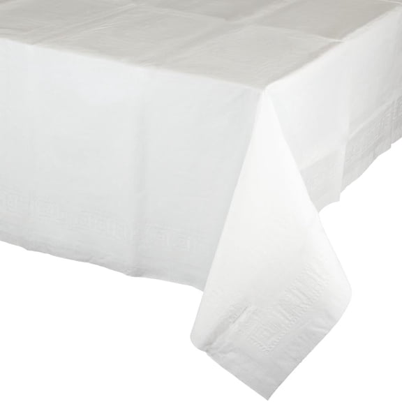 6/Case Bulk White Tablecover, 54X108" Paper/Poly
