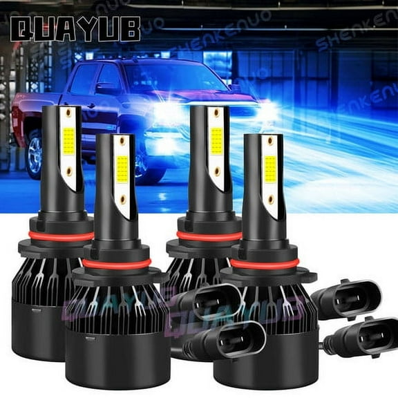 For Chevy Caprice 1987-1990 4x Ice Blue LED High/Low Beam 9005 9006 Headlight Bulbs