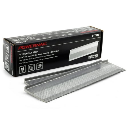 Powernail L17516 16 Gauge 1-3/4 Inch Length L-Cleats Nails for Hardwood Flooring (Box of 1000)