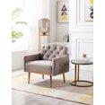 thumbnail image 2 of Modern Accent Chair with Rose Golden Legs, Modern Upholstered Armchair with Square Arms, Arm Chair for Living Room, Bedroom, Office, Reading Room, Grey Teddy, 2 of 9