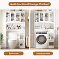 thumbnail image 6 of Homfa Over The Toilet Storage Cabinet with Toilet Paper Holder Stand, Above Toilet Organizer with Glass Doors, Behind Toilet Shelf for Restroom, Bathroom, Laundry, White, 6 of 9