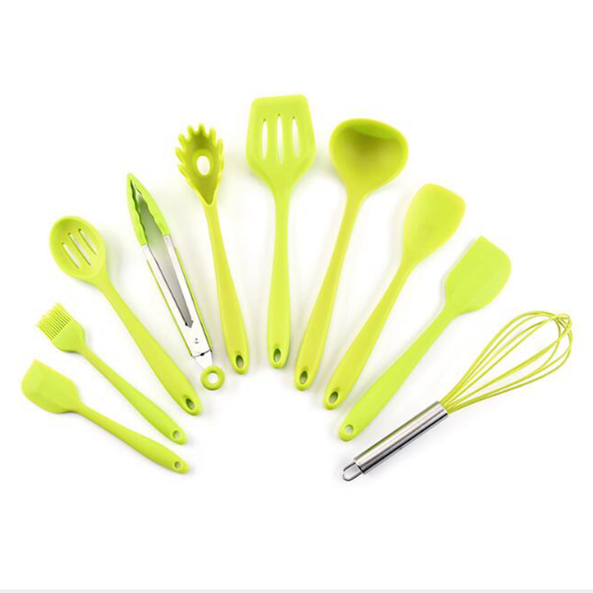10pcs Silicone Heat Resistant Kitchen Cooking Utensils Baking Tool Green 