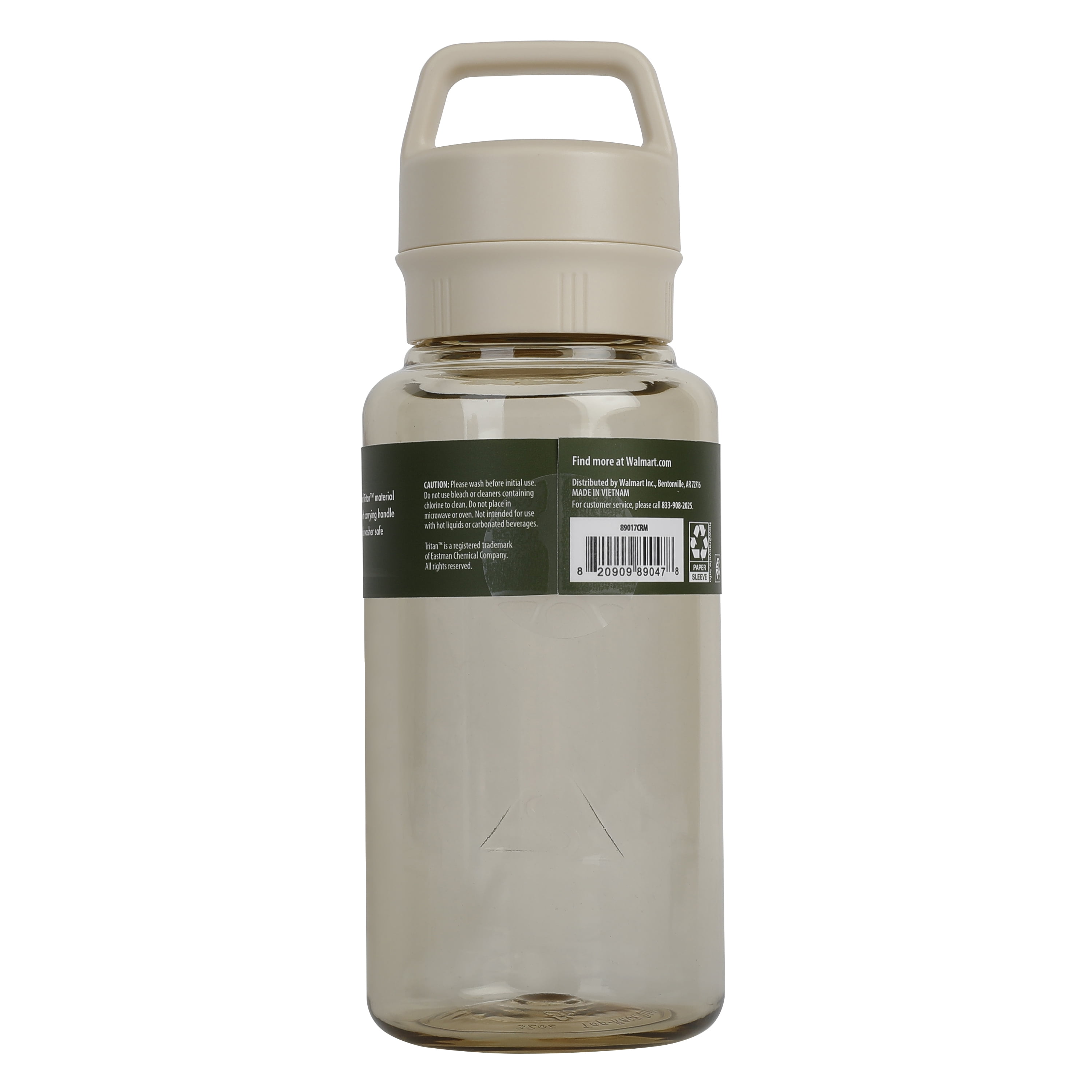 Ozark Trail 32 oz Tritan Plastic Chug Water Bottle, Cream