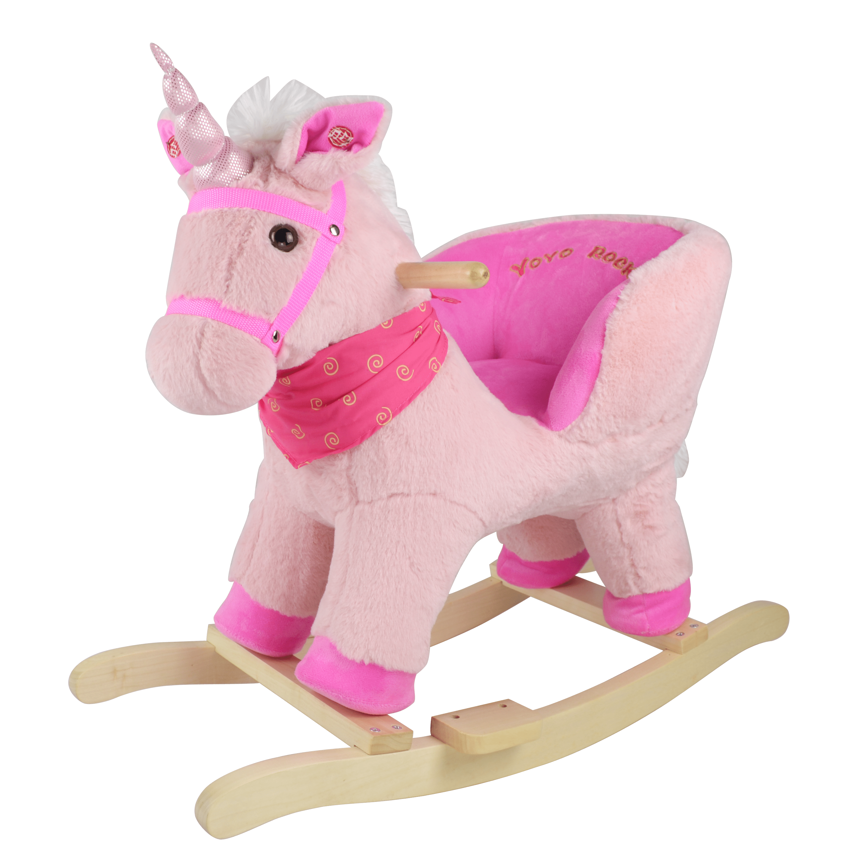 Kids Rocking Horse Toy Plush Ride On Girl Pink Sounds Indoor Gift Toddler New 