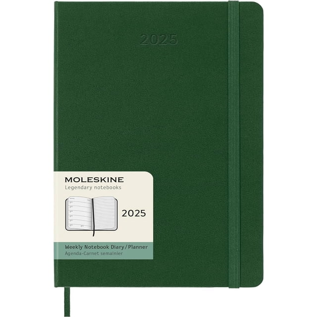 Agenda 2025 Moleskine Grande Verde Semanal Pasta Dura 13 x 21 cm