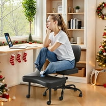 Homall Ergonomic Cross Legged Chair,361°Swivel Wheels, Height Adjustable Ergonomic Kneeling Desk Chairs for ADHD,Meditation ,Yoga and Home Office with Strong Lumbar Support,PU Leather,Black