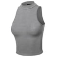 thumbnail image 1 of FashionOutfit Women's Solid Sleeveless Mock Neck Short Tank Top, 1 of 1
