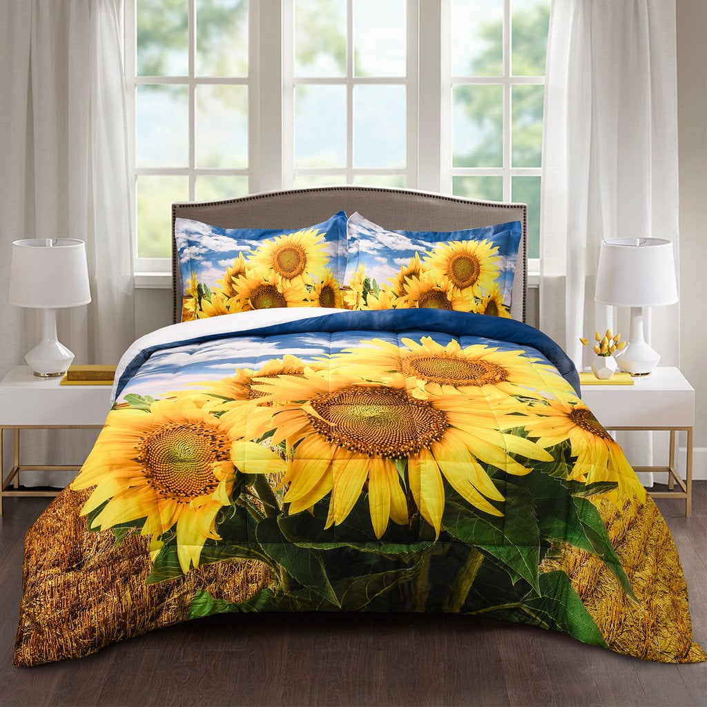 HIG 3 Piece NEW 3D Comforter Set Animals and Scenery Floral Print 