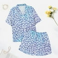 thumbnail image 4 of RMGVDSD Women's Leopard Print Pajama Set Sleepwear Silk Satin Pajamas Short Sleeved Button Up Top And Shorts Set Daily Casual Workout Sets, 4 of 6