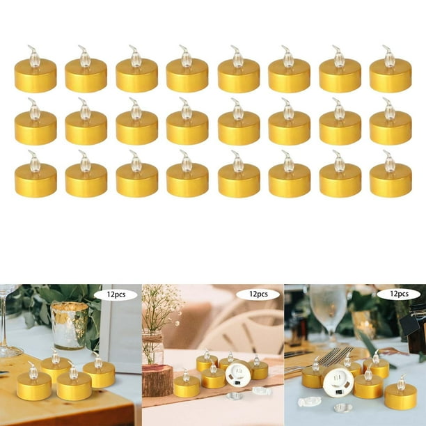 24x Small LED Tealights Candles Gold Yellow Flash and Warm White Gold Fernando Vela candelita