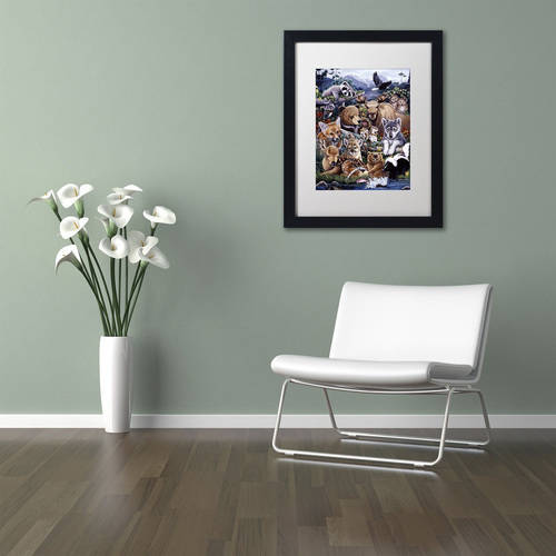 Trademark Fine Art 'Forest Friends' Canvas Art by Jenny Newland, White Matte, Black Frame
