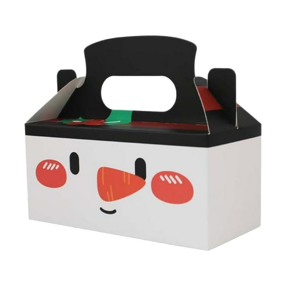 Luoshdecor 4 Pcs Christmas Goody Candy Boxes Cardboard with Handles ,Paper Candy Cookie Boxes for Xmas Winter Holiday Party Supplies 8.3 in