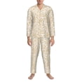 thumbnail image 3 of Fuzoiu Plant Print Men's Long-Sleeved Pajama,Lounge Button Down Nightwear,Mens Notch Collar Pajama Set -Small, 3 of 7