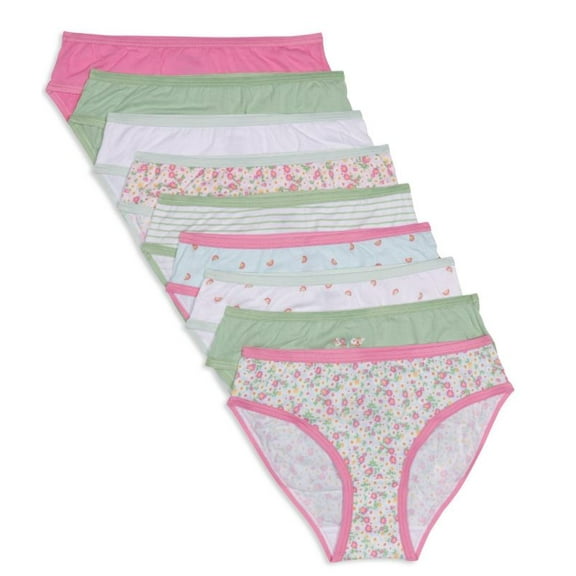 Maidenform Big Girls Floral Bikini Underwear, Pack of 9 , Size 12