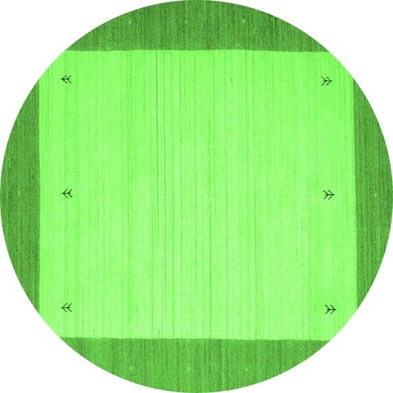 Ahgly Company Indoor Round Abstract Green Contemporary Area Rugs, 4' Round