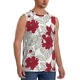 thumbnail image 2 of Fotbe Men's Leaves And Anemone Flowers In Red Grey Print Men's Sleeveless Muscle Tank Tops Casual T-Shirts for Gym Workout Beach-3X-Large, 2 of 8