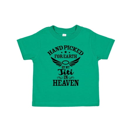 

Inktastic Handpicked for Earth by My Titi in Heaven with Angel Wings Gift Toddler Boy or Toddler Girl T-Shirt
