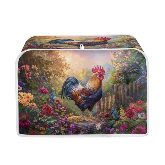 LedBack Rooster Floral Print Toaster Cover, Washable, Dust-proof, Anti Fingerprint, 2 Slice