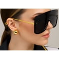 thumbnail image 3 of Women Fashion Sunglasses Oversized Square Gold Shades Black, 3 of 12