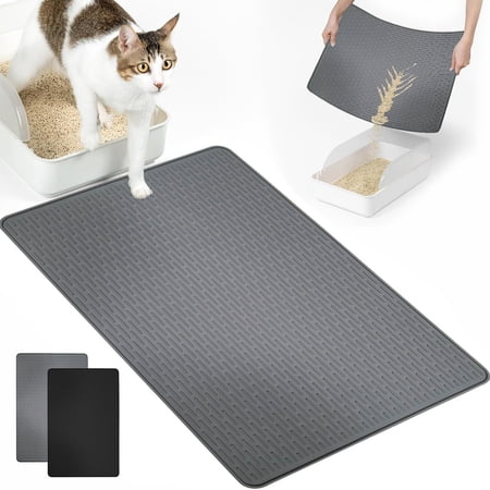 onlyliua Large Silicone Cat Litter Mat 28x20 In Washable Spatter-Proof Waterproof Sand Control Pad With Raised Textured Surface Easy-Clean Non-Slip Backing Protects Floors From Tracking And Spillover