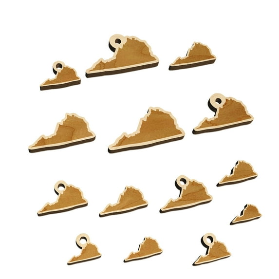 Virginia State Silhouette Wood Mini Charms Shapes DIY Craft Jewelry - No Hole - 18mm (17pcs)