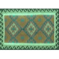 thumbnail image 1 of Ahgly Company Machine Washable Indoor Rectangle Oriental Turquoise Blue Traditional Area Rugs, 5' x 7', 1 of 4