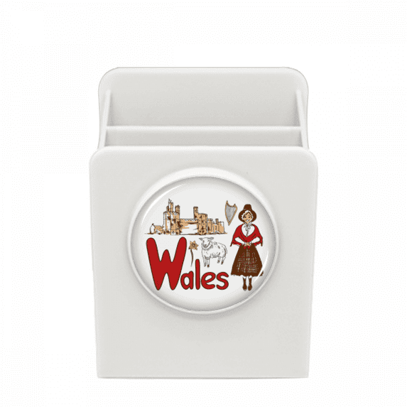 Wales National symbol Landmark Pattern Desk Pencil Holder Cup Pen Organizer