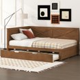 thumbnail image 4 of Harper & Bright Designs Twin Daybed Frame with Trundle, Farmhouse L Shape Corner Daybed Bed, Brown, 4 of 14