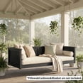 thumbnail image 3 of Classic Outdoor Swing Bed, Twin Size Acacia Wood and Rattan Porch Swing with Hanging Ropes, Patio Swing Frame for Backyard Poolside Garden, Black, 3 of 9