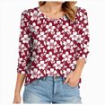 thumbnail image 1 of Hauts à Manches 3/4 pour Femmes Col Rond Décontracté T-Shirts Basiques Doux Blouses de Travail, 1 of 5